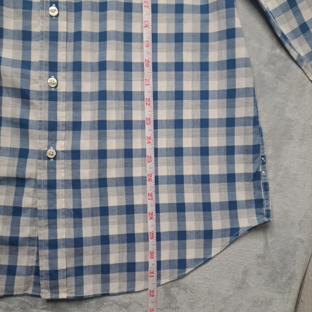 J. Crew Men's Shirt Button-up Blue Cream Business Casual Long Slv Lightweight L